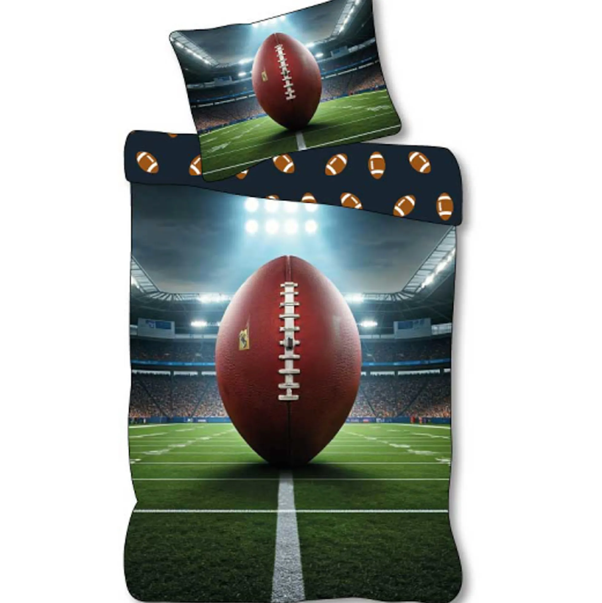 Amerikansk sengetøj - 100% bomuld - Børnesengetøj 140x200 cm - Fodbold sengetøj