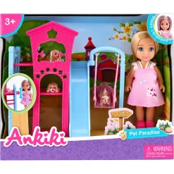 Ankiki dukke med hvalpe legeplads - 11 cm