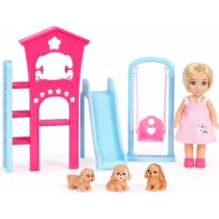 Ankiki dukke med hvalpe legeplads - 11 cm