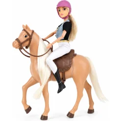Anlily dukke med brun springhest - 32 cm