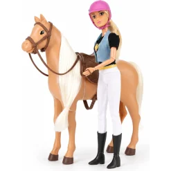 Anlily dukke med brun springhest - 32 cm