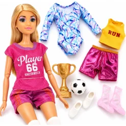 Anlily dukke med 4 sæt sportstøj - 13 accessories