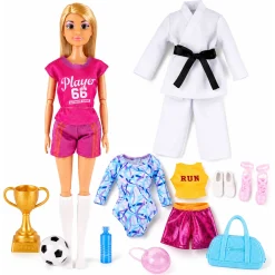 Anlily dukke med 4 sæt sportstøj - 13 accessories