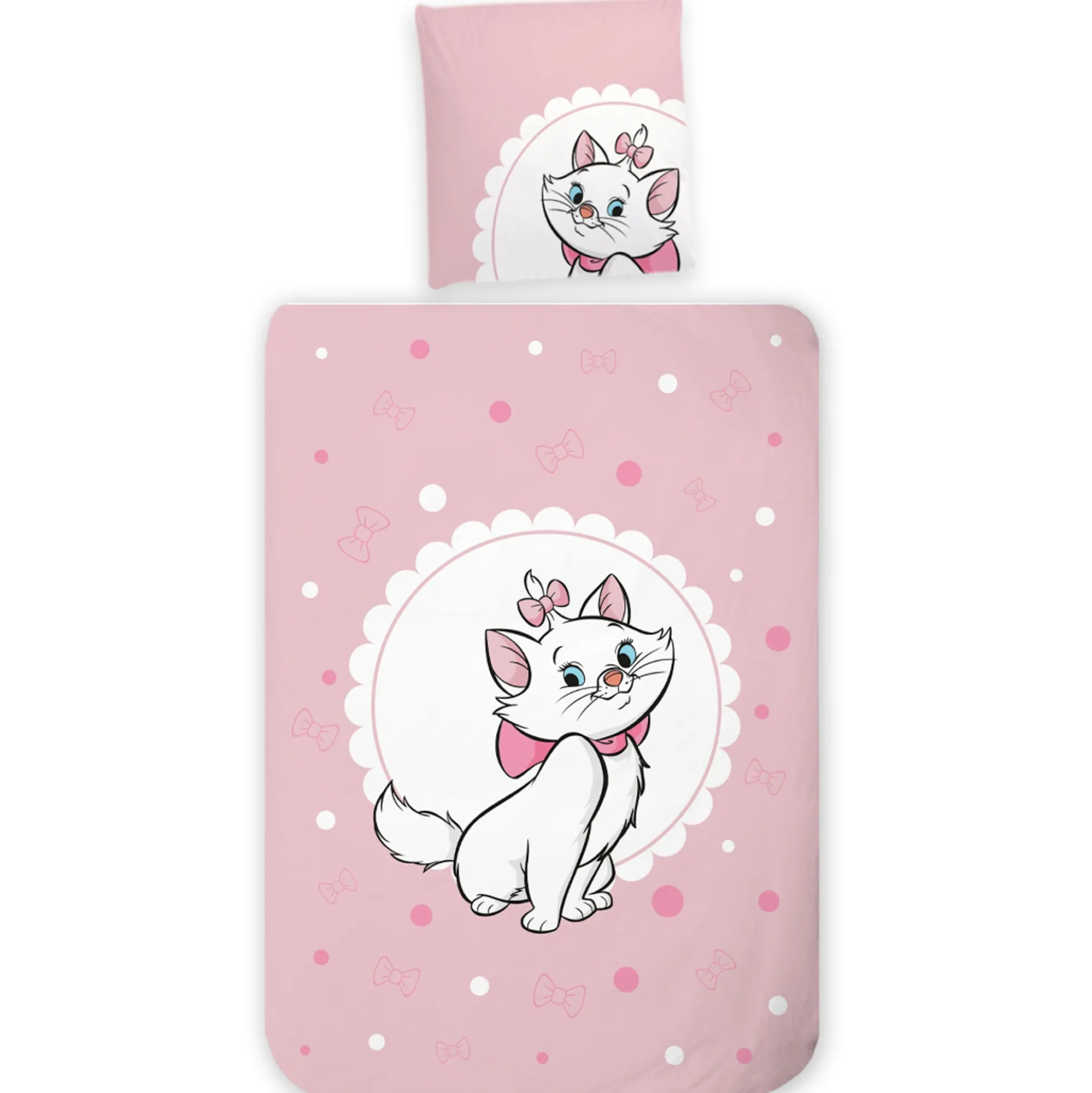 Aristocats sengetøj - 100% bomuld - Junior sengetøj 100x140 cm - Marie og prikker