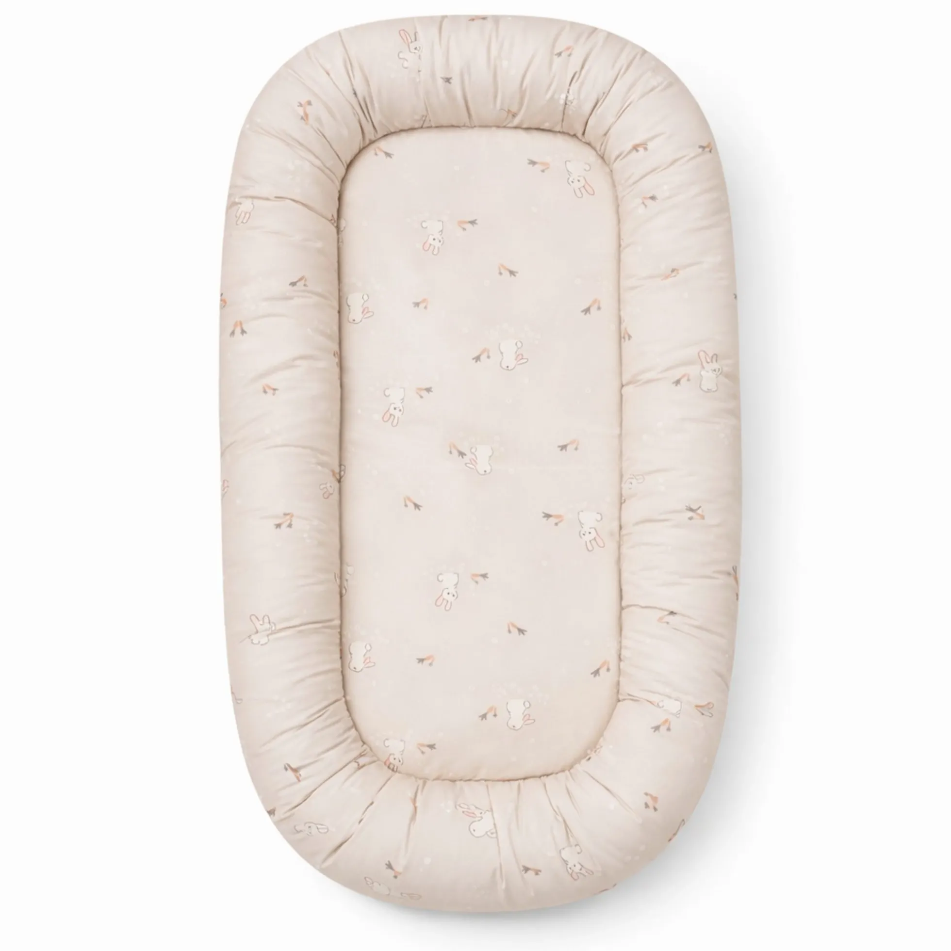Babynest - 86x46x14,5 cm - Sandfarvet med kaniner