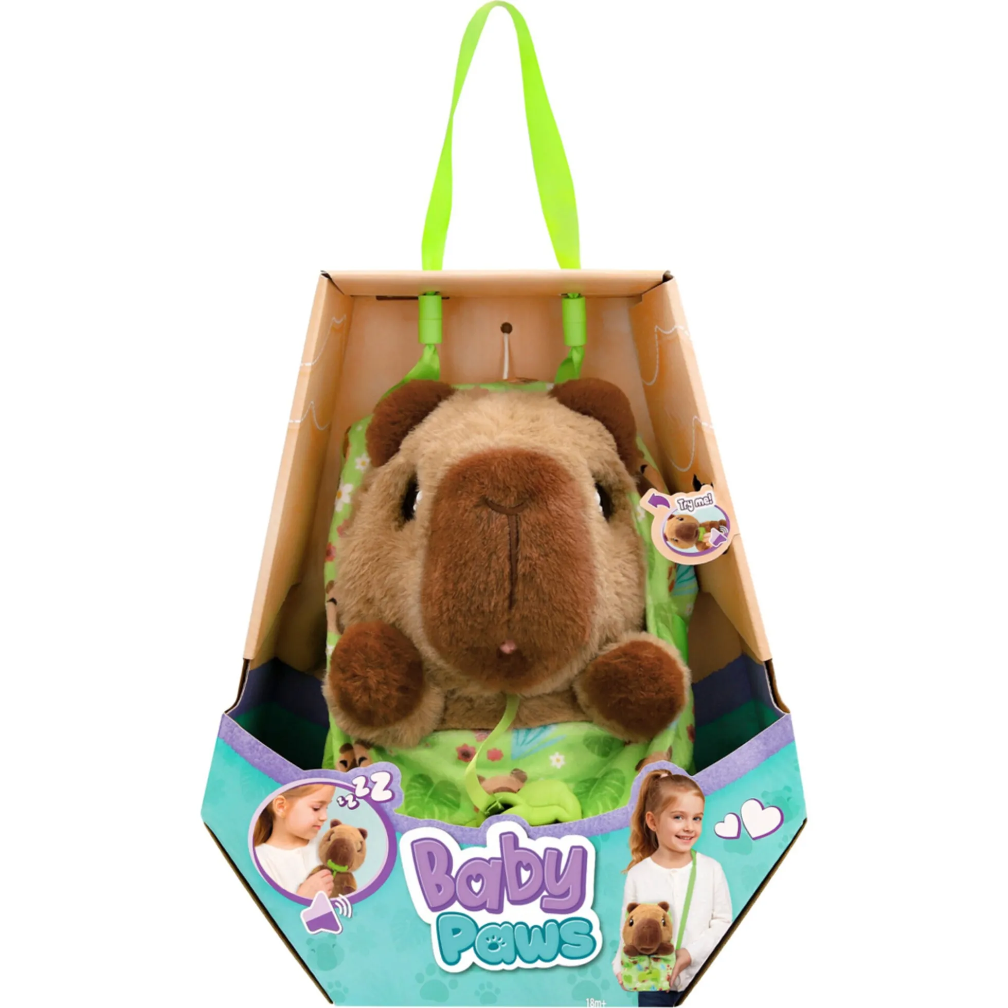 Baby Paws capybara interaktiv bamse - 24 cm