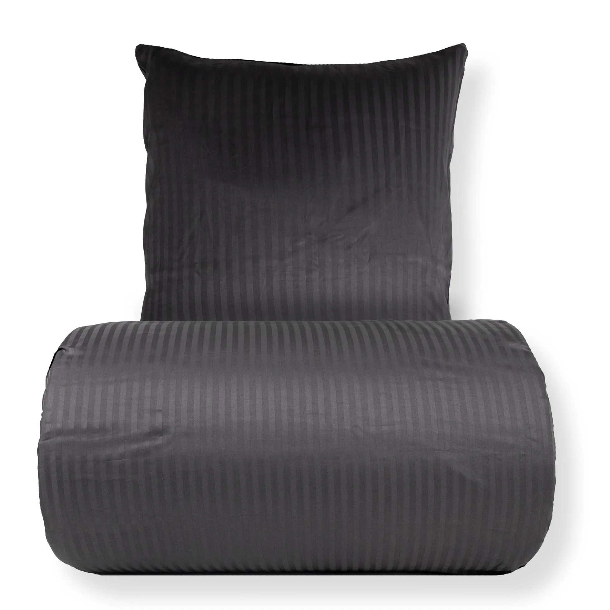 Baby sengetøj 70x100 cm - 100% bomuldssatin - Klassisk mørkegrå striber