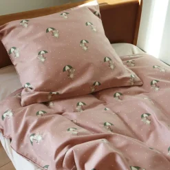 Baby sengetøj 70x100 cm - 100% økologisk bomuldssatin - Mus med paraply