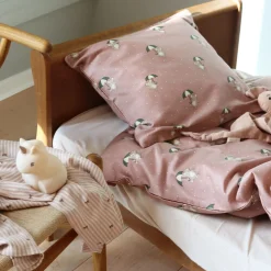 Baby sengetøj 70x100 cm - 100% økologisk bomuldssatin - Mus med paraply
