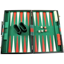 Backgammon i sort kuffert med 30 brikker - 24x37 cm