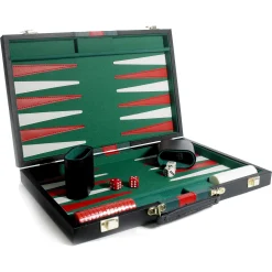 Backgammon i sort kuffert med 30 brikker - 24x37 cm