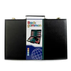 Backgammon i sort kuffert med 30 brikker - 24x37 cm