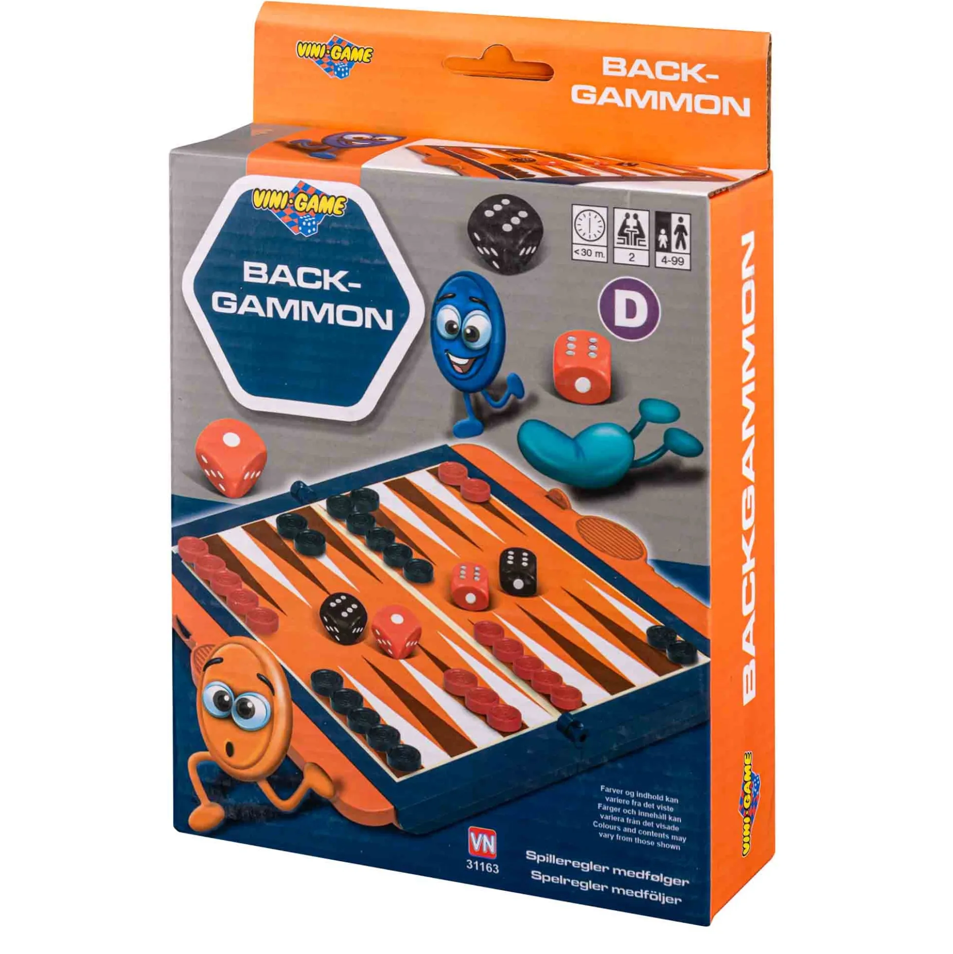 Backgammon rejsestørrelse spil - 35 dele