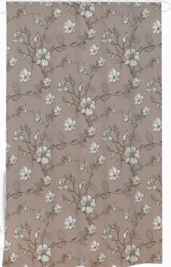 Badeforhæng - 180x180 cm - Rosa med blomster - Bruseforhæng klar til ophæng