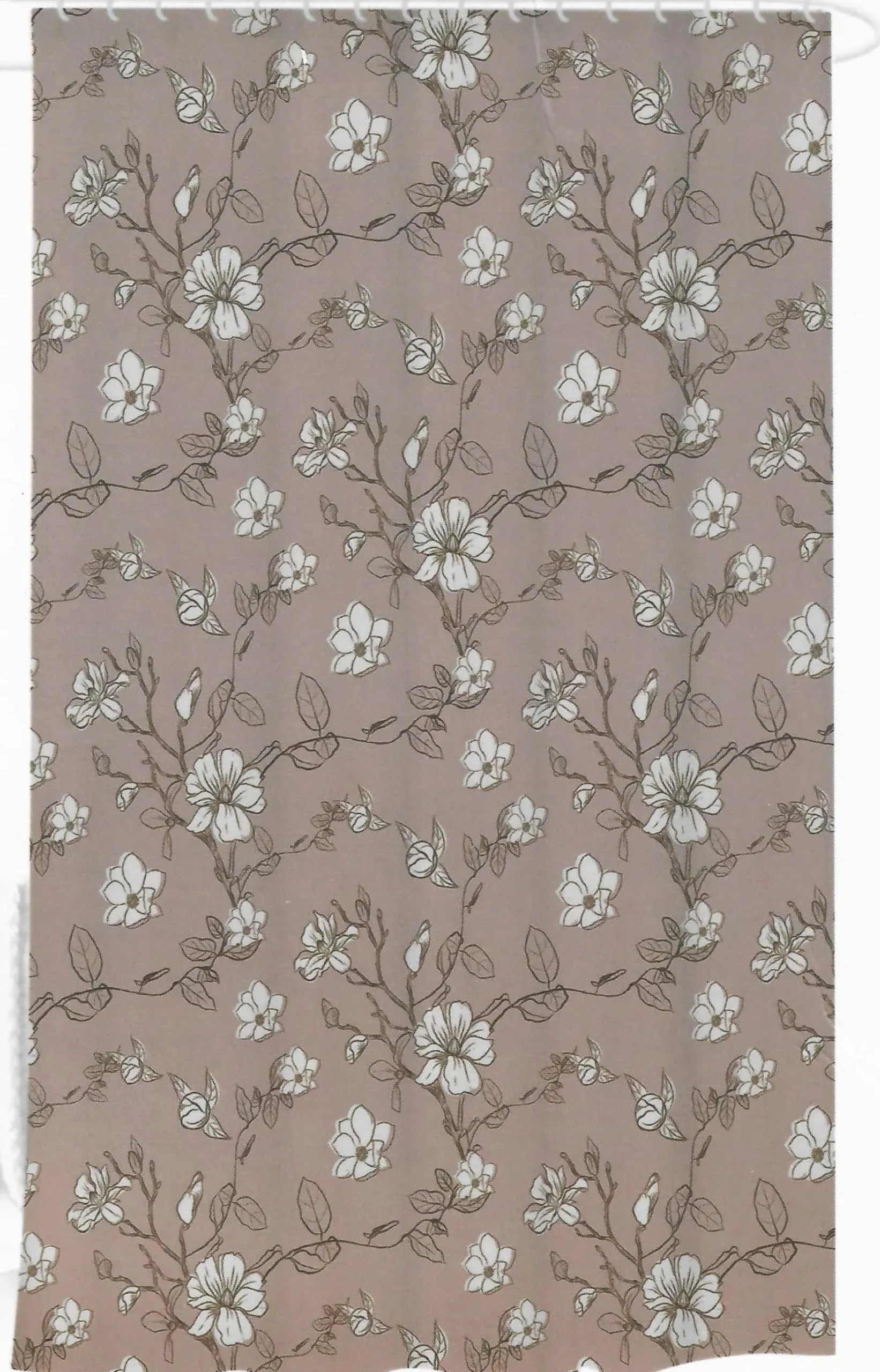 Badeforhæng - 180x180 cm - Rosa med blomster - Bruseforhæng klar til ophæng