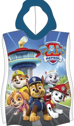 Badeponcho - Blå Paw Patrol børneponcho - 50x115 cm - Let og hurtig tørrende poncho til børn