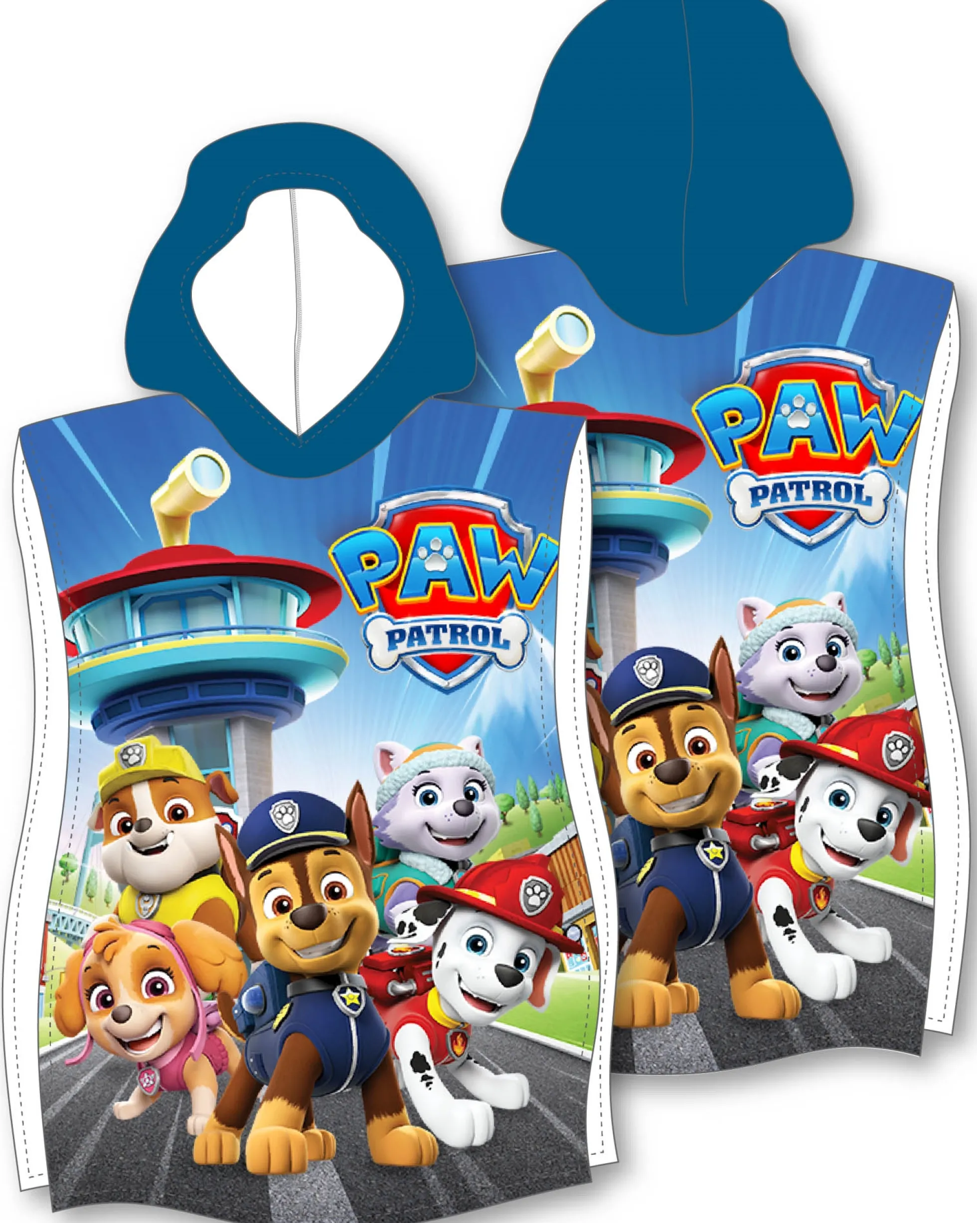 Badeponcho - Blå Paw Patrol børneponcho - 50x115 cm - Let og hurtig tørrende poncho til børn