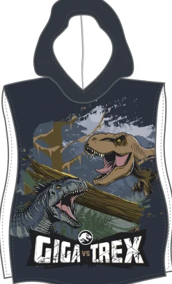 Badeponcho - Jurassic Park børneponcho - 50x115 cm - Let og hurtig tørrende poncho til børn