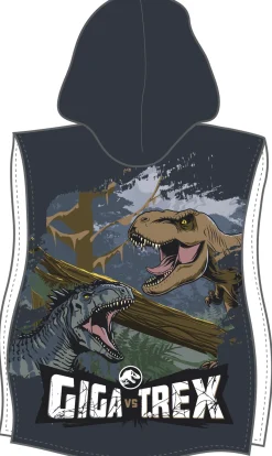 Badeponcho - Jurassic Park børneponcho - 50x115 cm - Let og hurtig tørrende poncho til børn
