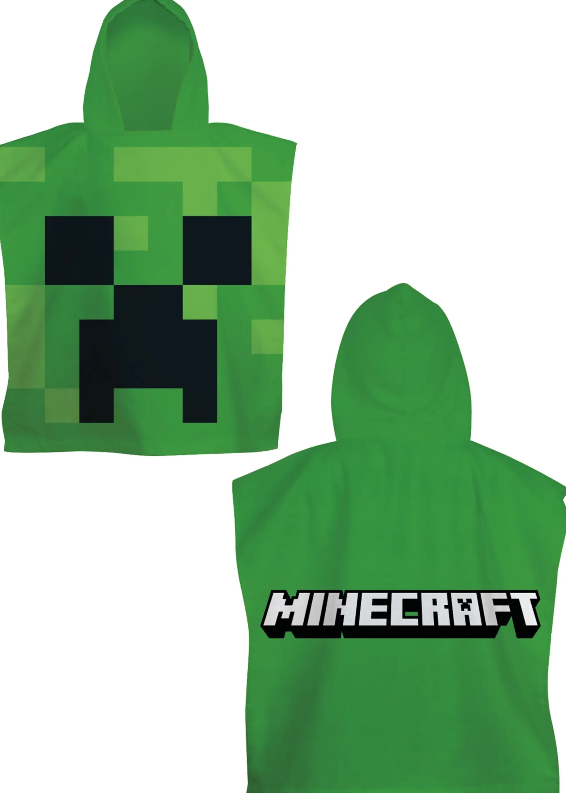 Badeponcho - Minecraft børneponcho - 50x115 cm - Let og hurtig tørrende poncho til børn