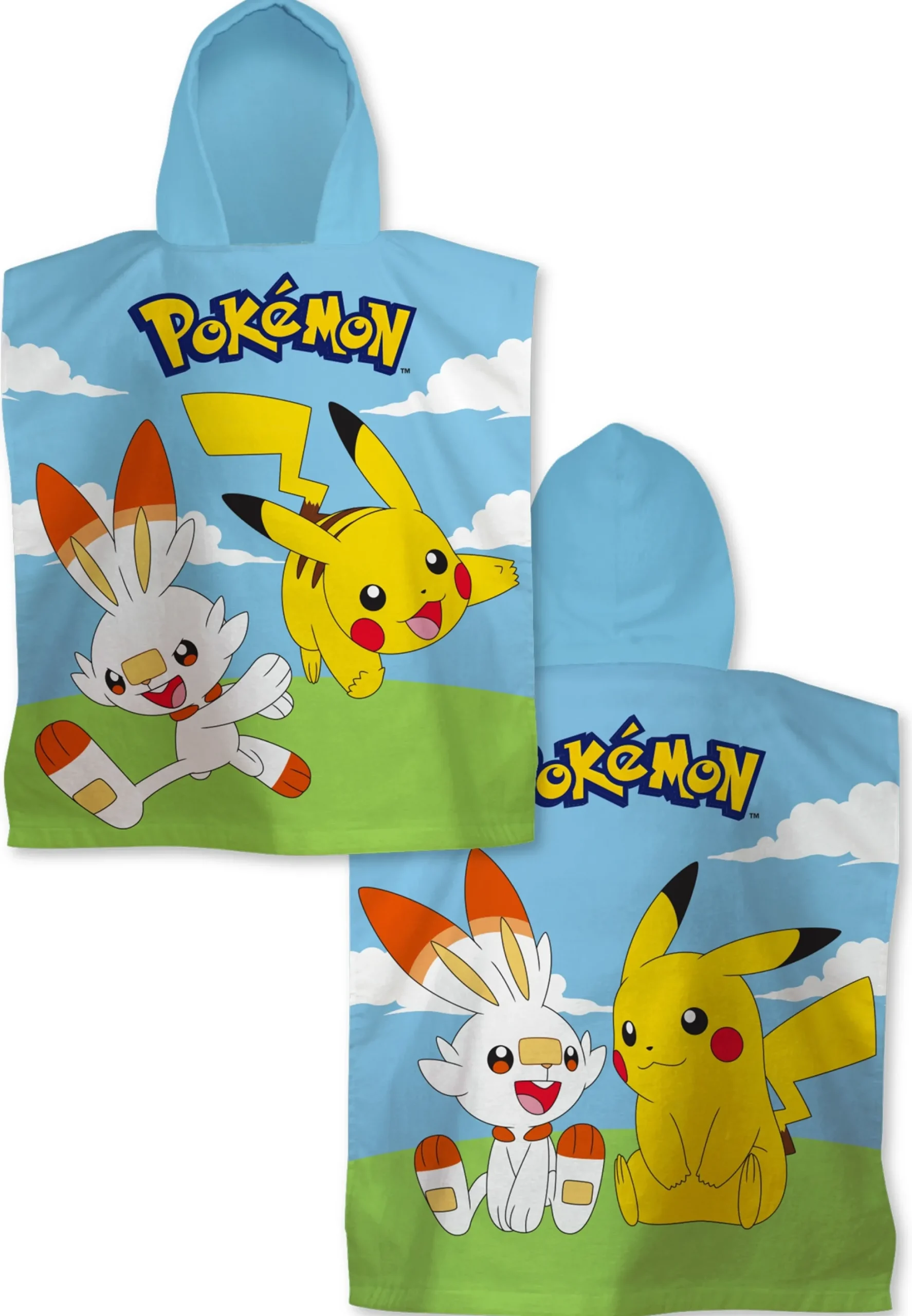 Badeponcho - Pokémon børneponcho - 50x115 cm - Let og hurtig tørrende poncho til børn