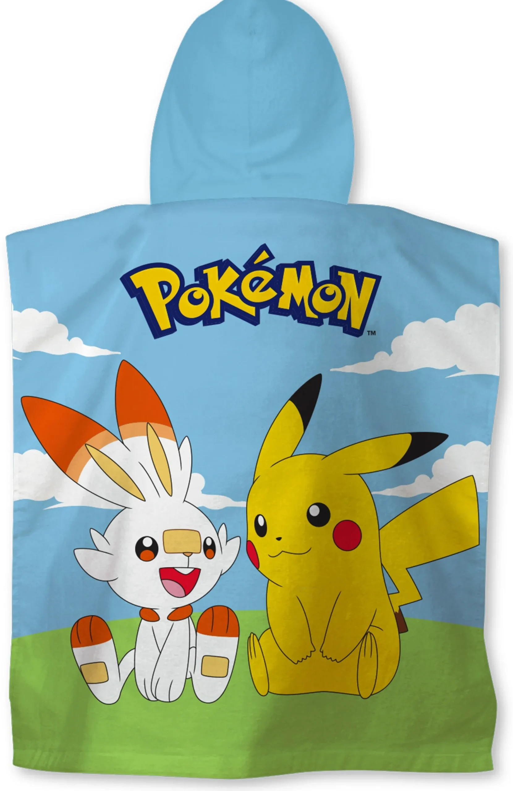 Badeponcho - Pokémon børneponcho - 50x115 cm - Let og hurtig tørrende poncho til børn