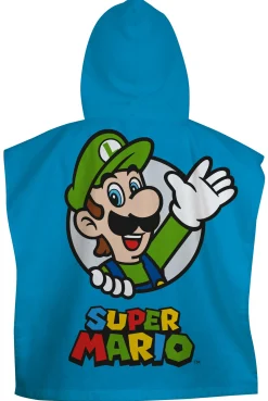 Badeponcho - Super Mario børneponcho - 50x115 cm - Let og hurtig tørrende poncho til børn