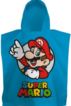 Badeponcho - Super Mario børneponcho - 50x115 cm - Let og hurtig tørrende poncho til børn