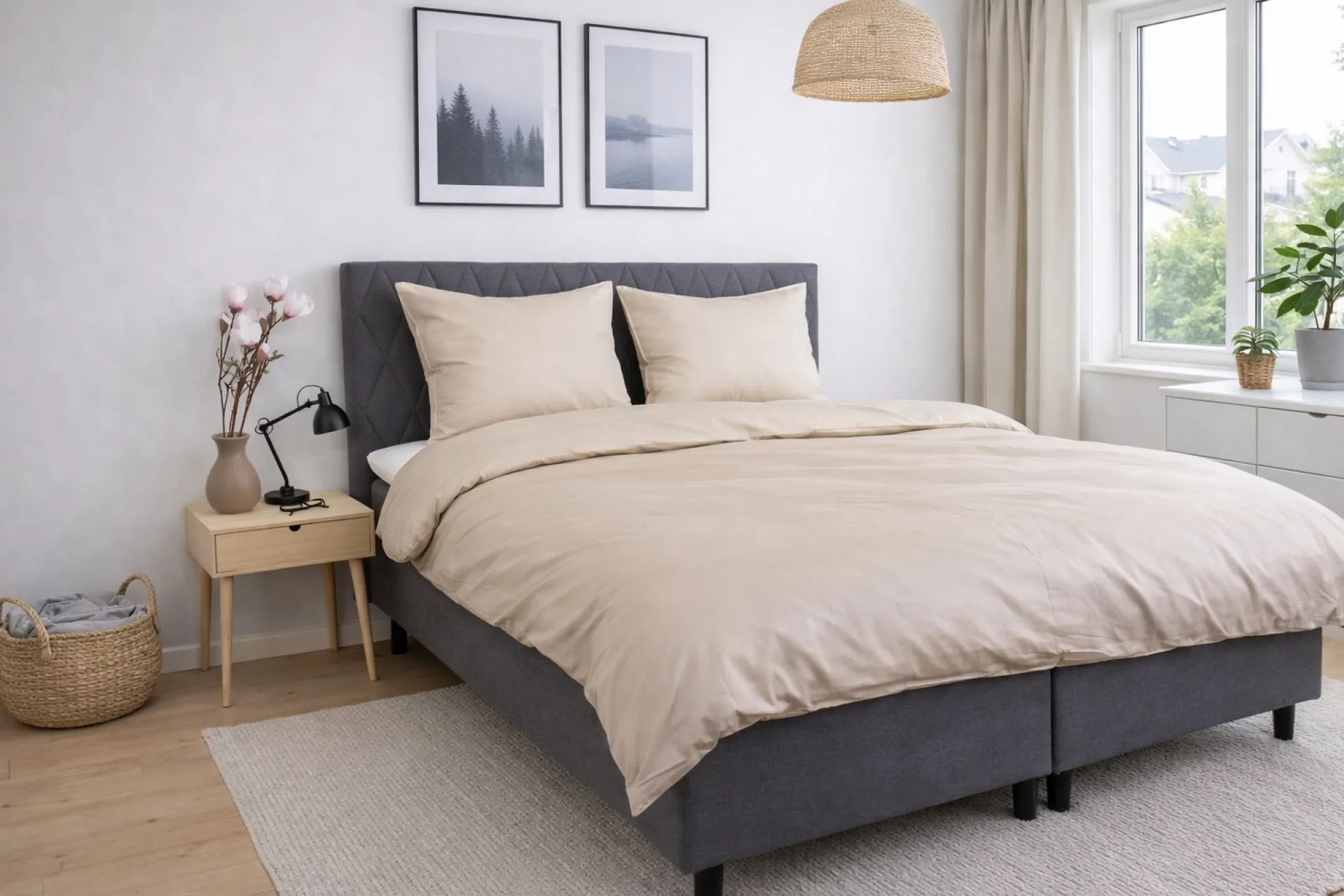 Bambus dobbelt sengetøj 200x220 cm - 100% bambus - Beige