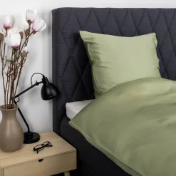 Bambus dobbelt sengetøj 200x220 cm - 100% bambus - Olivengrønt satinvævet