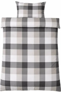 Bambus dobbelt sengetøj 200x220 cm - 100% bambus - Grå ternet