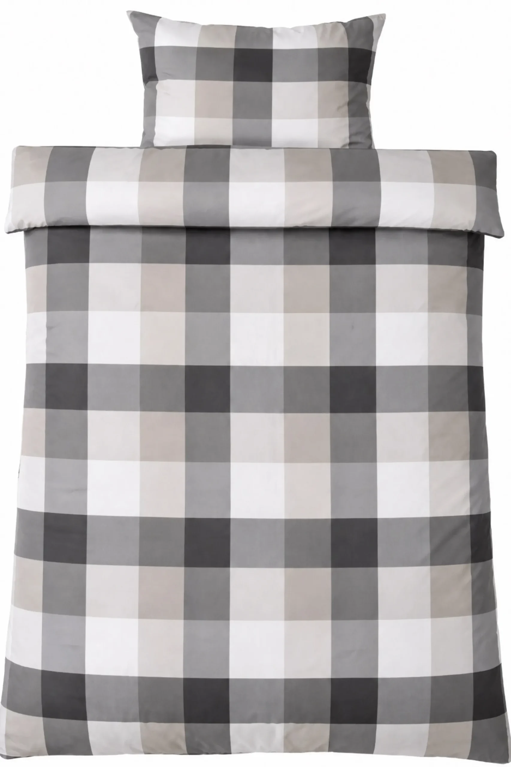 Bambus dobbelt sengetøj 200x220 cm - 100% bambus - Grå ternet