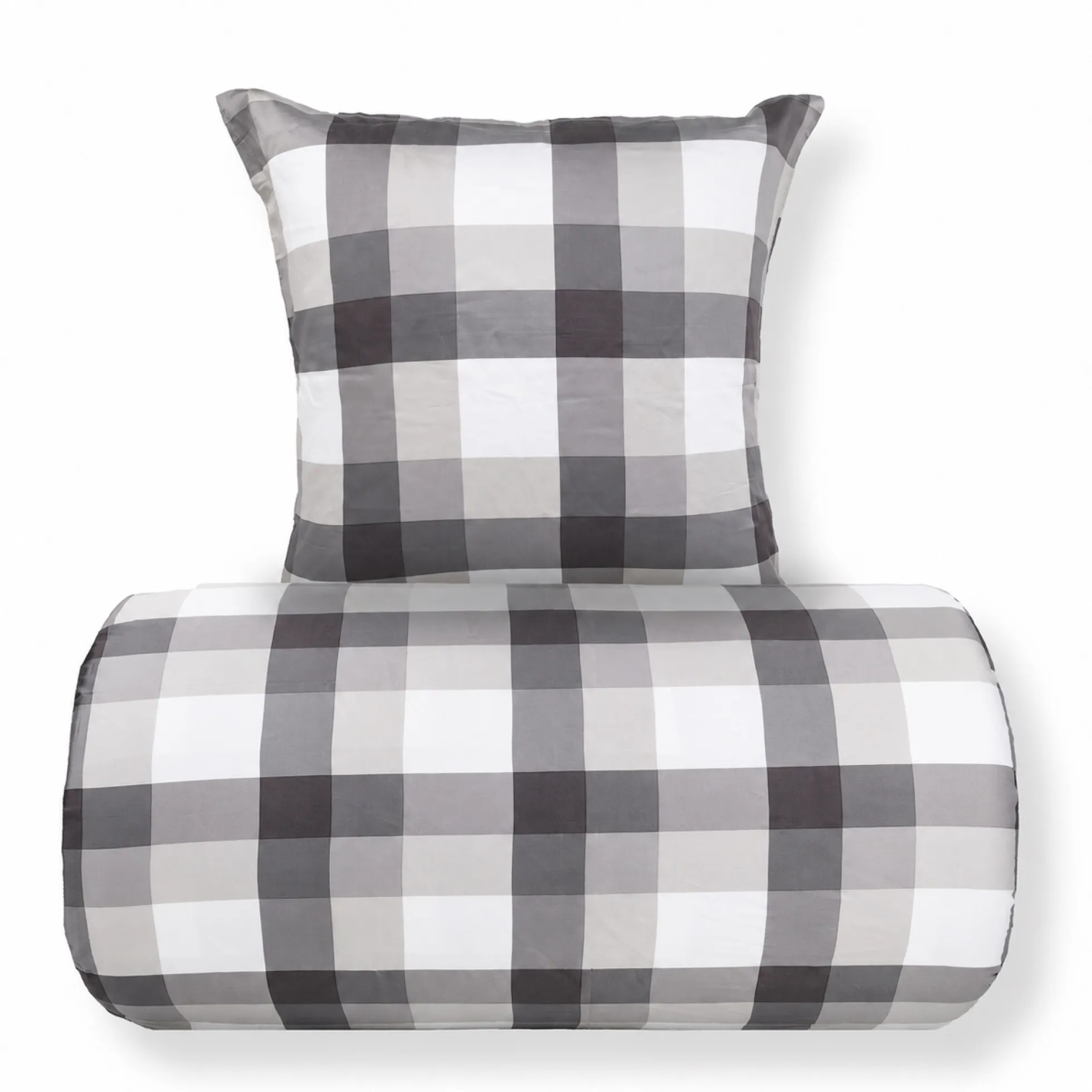 Bambus dobbelt sengetøj 200x220 cm - 100% bambus - Grå ternet