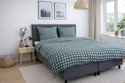 Bambus dobbelt sengetøj 200x220 cm - 100% bambus - Grøn ternet