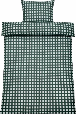 Bambus dobbelt sengetøj 200x220 cm - 100% bambus - Grøn ternet