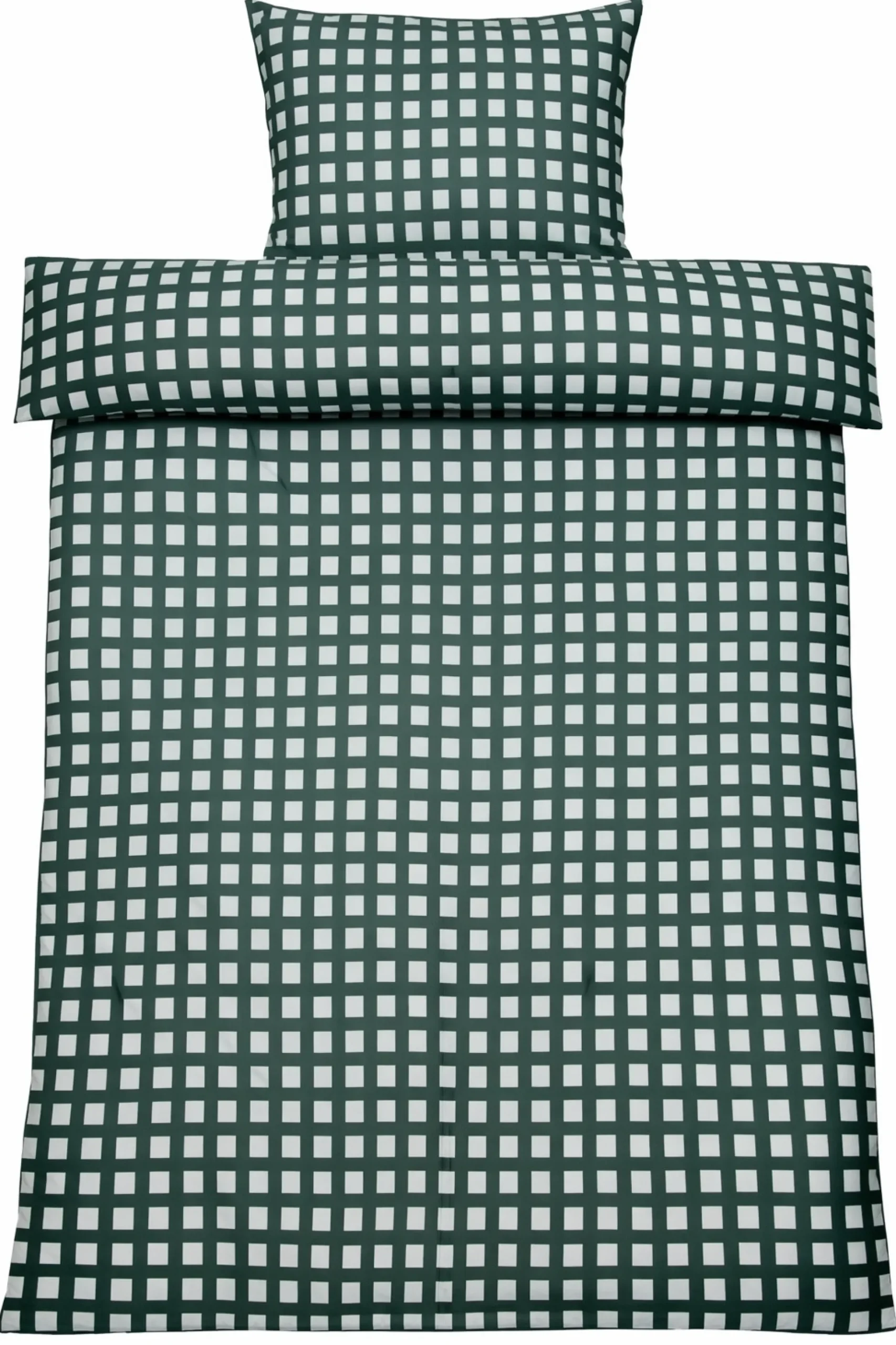 Bambus dobbelt sengetøj 200x220 cm - 100% bambus - Grøn ternet