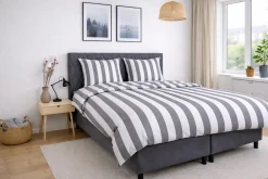 Bambus dobbelt sengetøj 200x220 cm - 100% bambus - Brede grå striber
