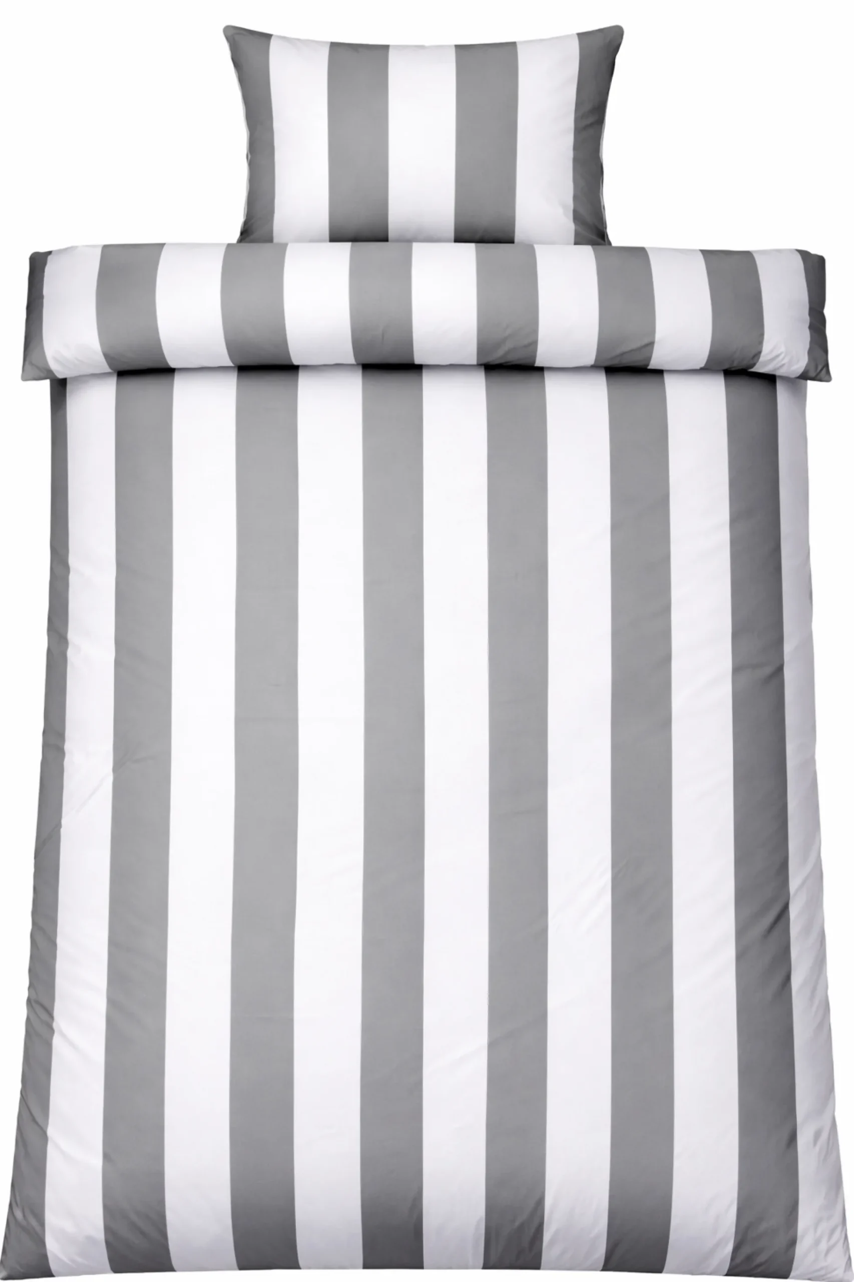 Bambus dobbelt sengetøj 200x220 cm - 100% bambus - Brede grå striber