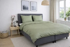 Bambus dobbelt sengetøj 200x200 cm - 100% bambus - Olivengrøn