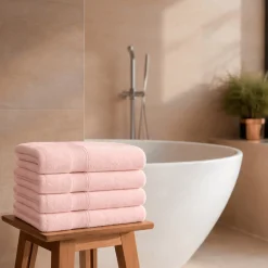 Bambus håndklæde - Badehåndklæde 70x140 cm - Bambus/bomuldsfrotté - Rosa