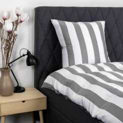 Bambus pudebetræk 60x63 cm - 100% bambus - Brede grå striber
