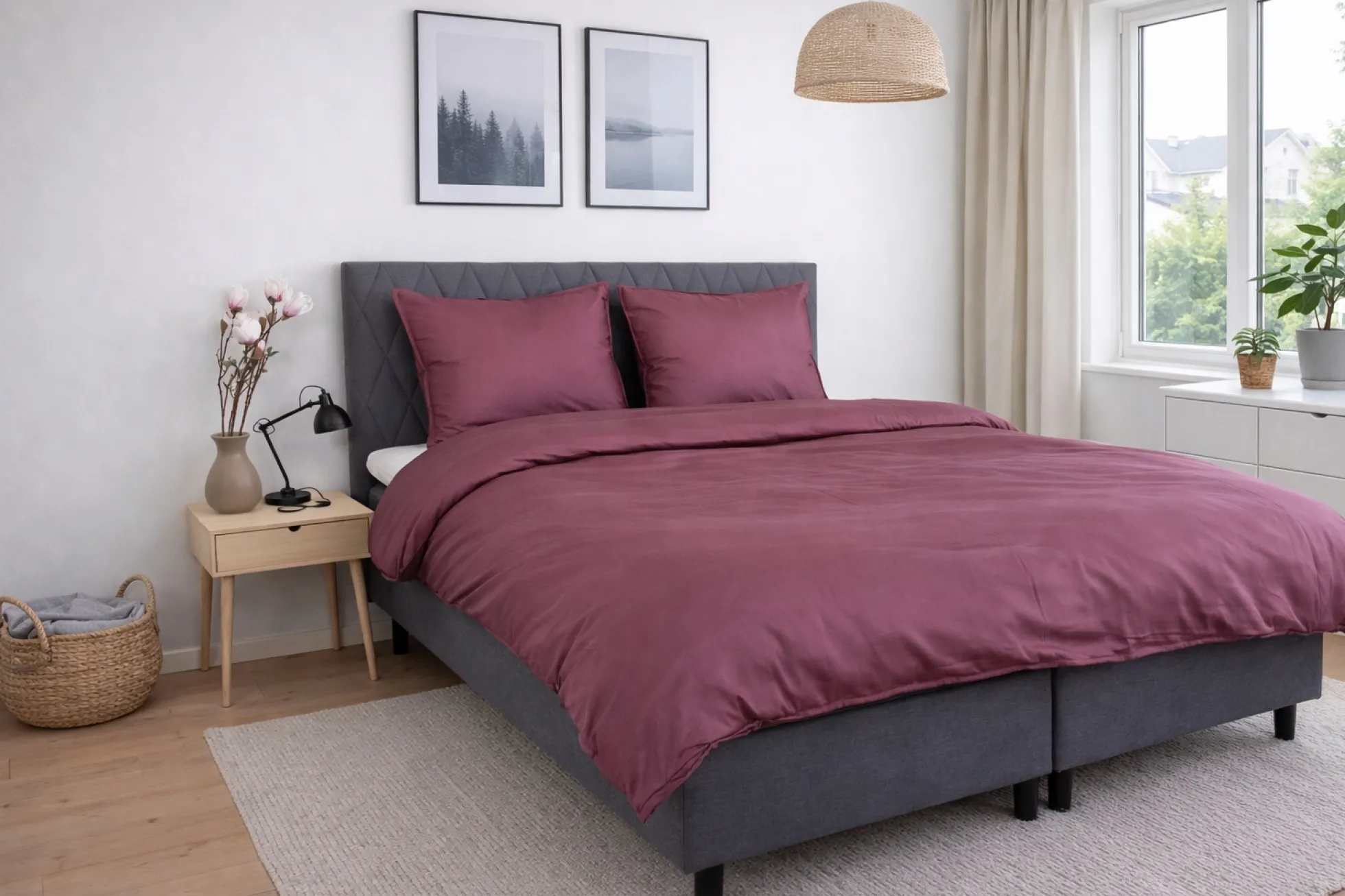 Bambus pudebetræk - 60x63 cm - 100% bambus - Bordeaux
