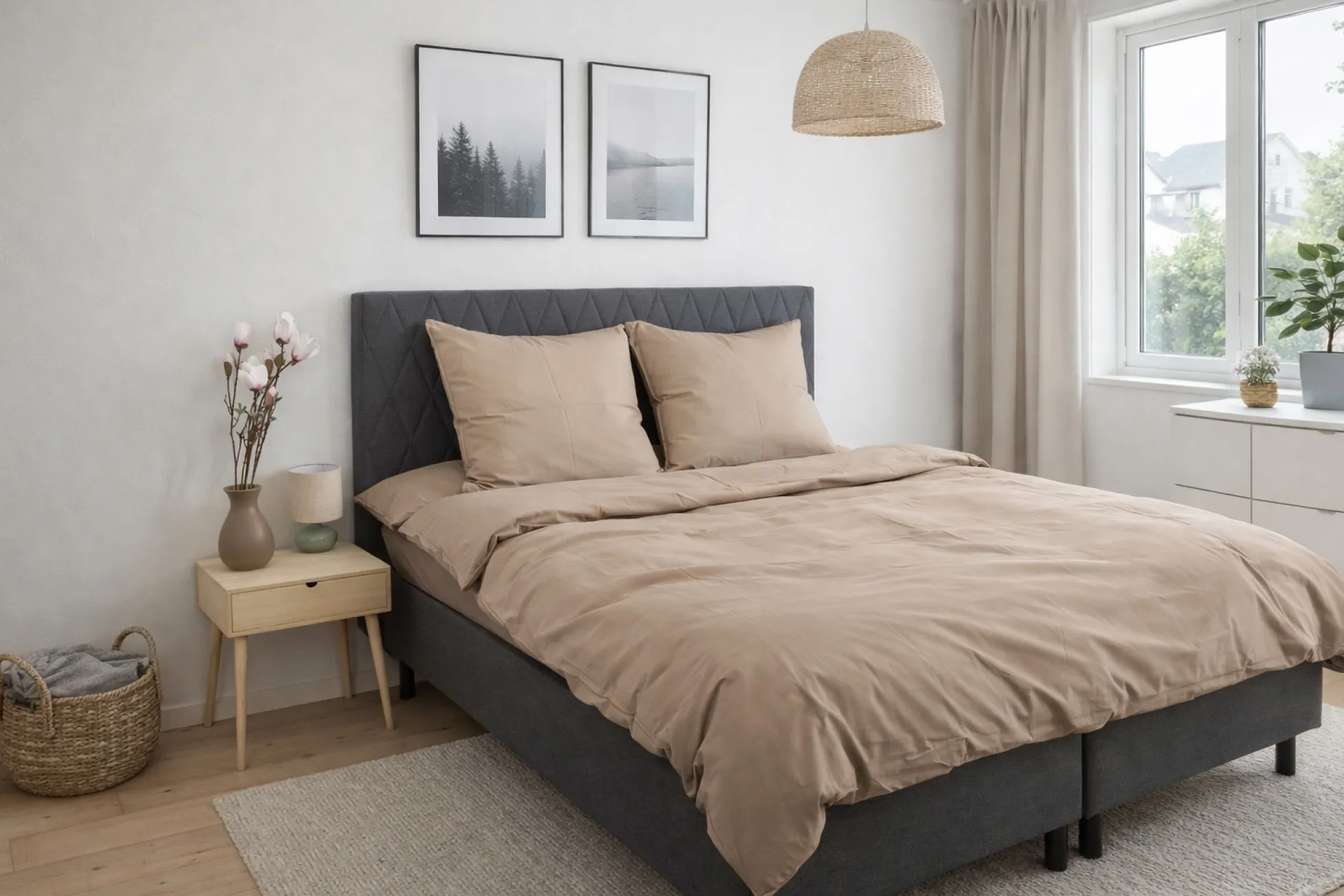 Bambus pudebetræk 60x63 cm - 100% bambus - Champagne farvet satinvævet