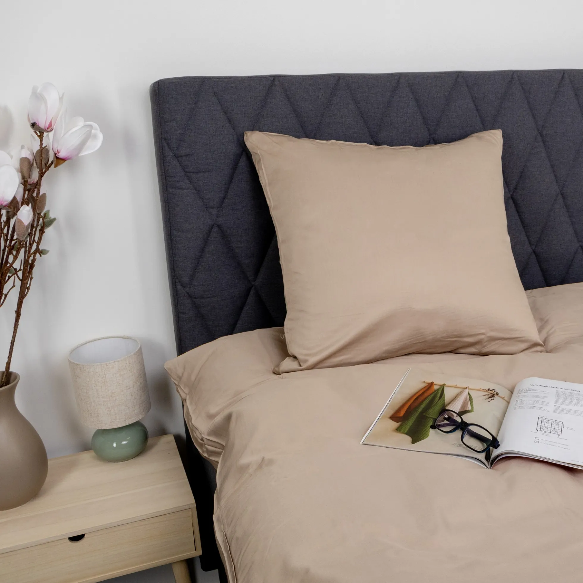 Bambus pudebetræk 60x63 cm - 100% bambus - Champagne farvet satinvævet