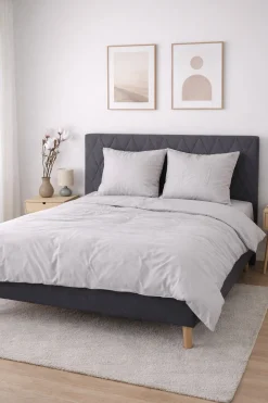 Bambus pudebetræk 60x63 cm - 100% bambus - Lysegråt satinvævet