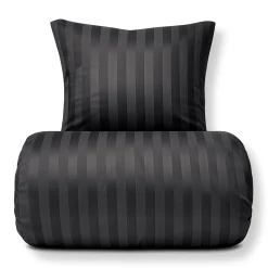 Bambus sengetøj 140x220 cm - 100% bambus - Grå jacquardvævet striber