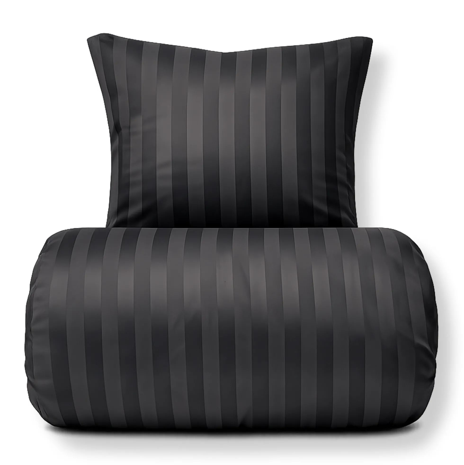 Bambus sengetøj 140x220 cm - 100% bambus - Grå jacquardvævet striber