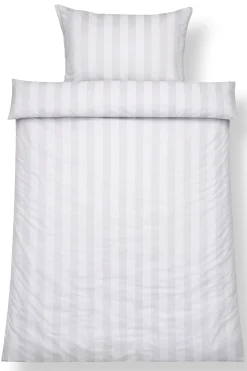 Bambus sengetøj 140x220 cm - 100% bambus - Hvide jacquardvævet striber