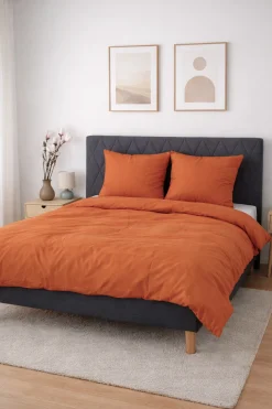Bambus sengetøj 140x200 cm - 100% bambus - Orange satinvævet