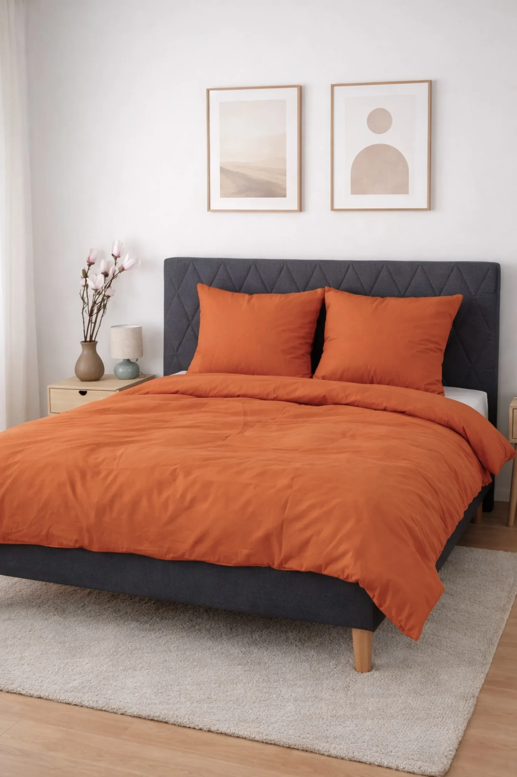Bambus sengetøj 140x200 cm - 100% bambus - Orange satinvævet